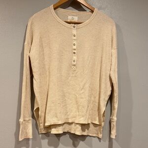 Offline by AerieCream Waffle Knit Henley Top